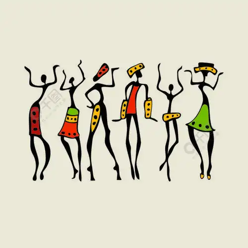 非洲舞者的形象人物剪影集矢量图