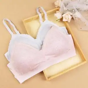 蕾丝花边少女文胸无钢圈内衣薄款上托定型发育青春期夏季学生胸衣
