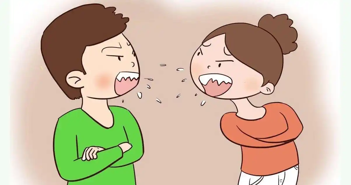 卡通手绘人物家庭矛盾纠纷夫妻吵架图片