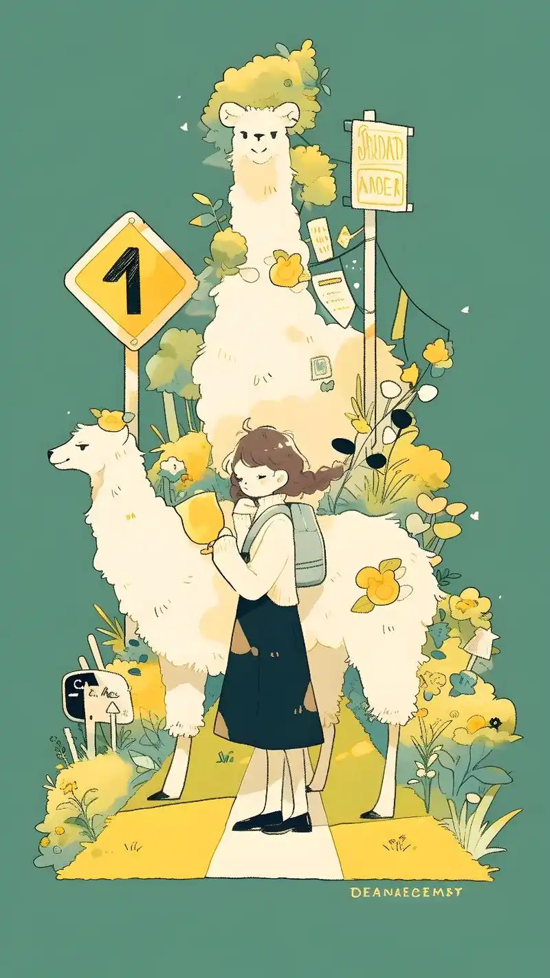 可爱的女孩与马|治愈系插画壁纸.#原创插画 #手机壁纸 #4 - 抖音