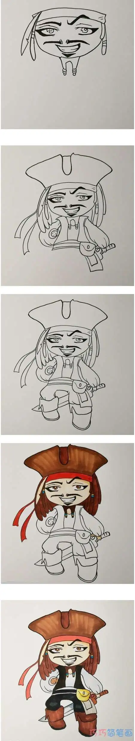 怎么画教程加勒比海盗简笔画简笔画杰克船长手游第五人格之监管者杰克