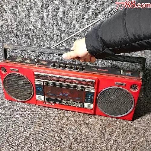 国产怀旧古董古玩老物件红色收音机磁带卡带录音机八十年代_录音笔/录