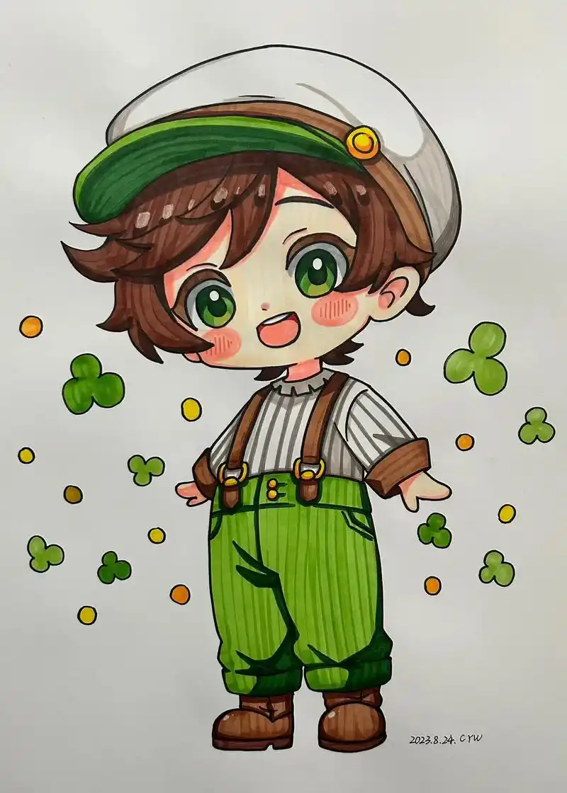 马克笔手绘 #q版人物 #一起学画画 #画画 - 抖音