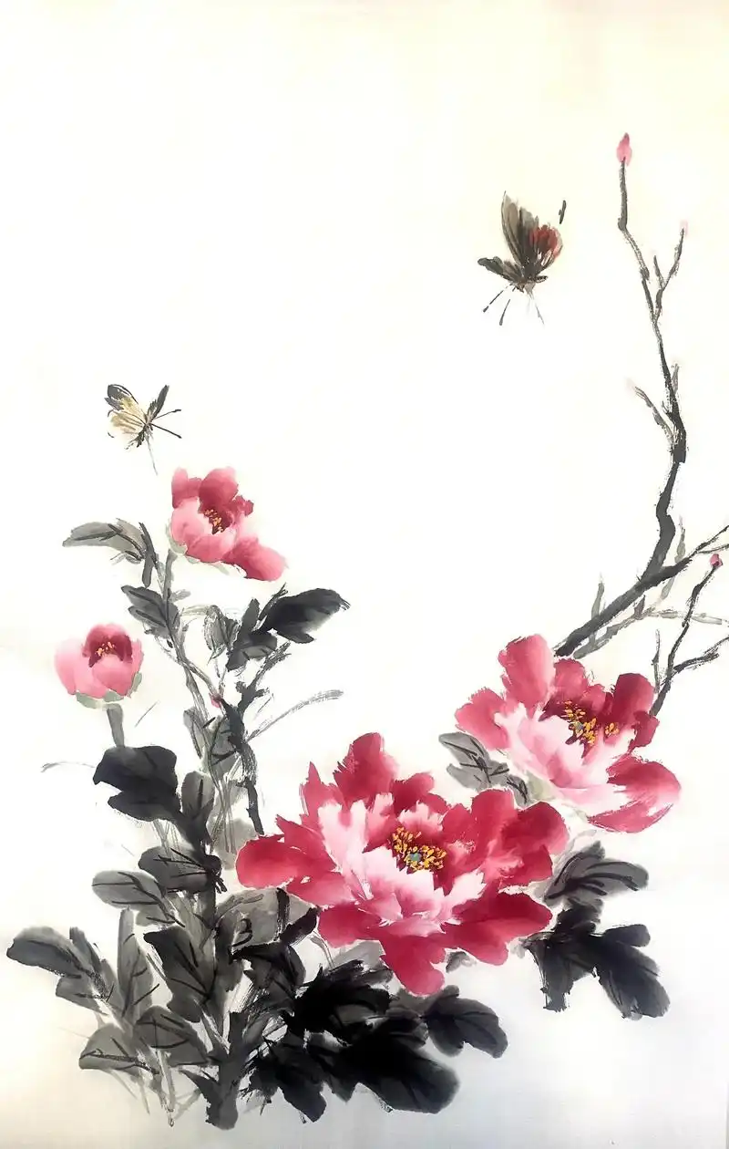 一起学画画 #国画写意牡丹  #国色天香牡丹花 #花鸟画 - 抖音