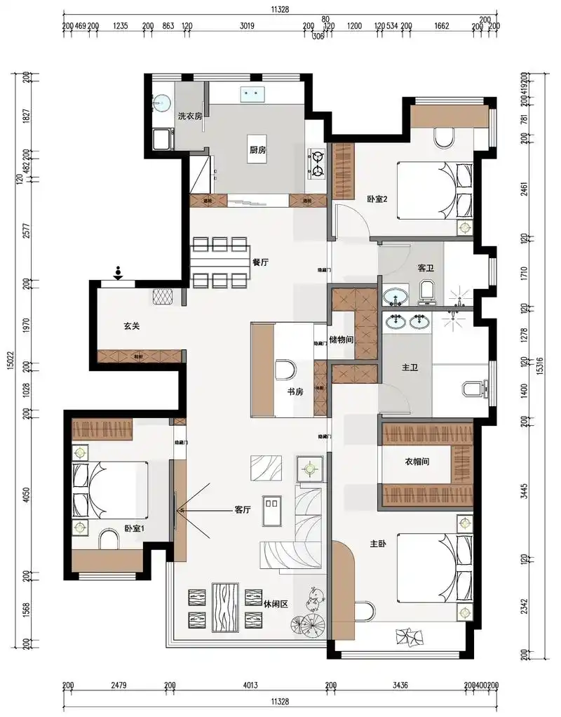这个设计,你爱了嘛? #户型优化 #南北通透的房子 #户型图