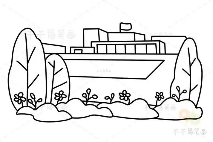 笔画简单又漂亮学校简笔画图片-我们的校园我去过的地方简笔画怎么画