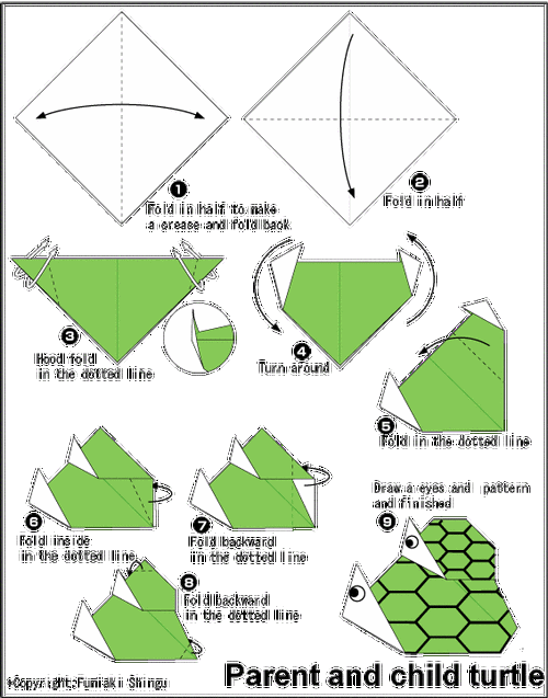 两只折纸乌龟儿童手工折纸教程