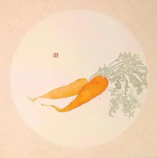 用国画没骨技法画胡萝卜和鸢尾花,两个清新好看的案例领你入门!
