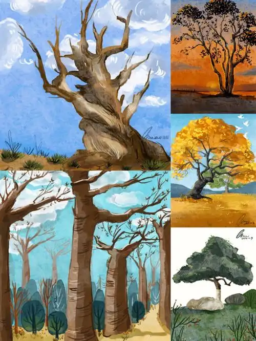 手绘插画树木合辑