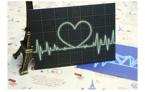 e1 【间隔年】心电感应 原创设计明信片 表白卡 2张入