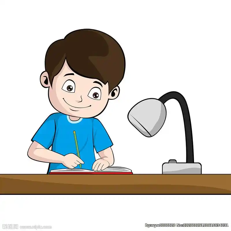 卡通风写作业的小学生图片