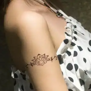 米奴莲花图案爱你黑色简约性感臂环纹身贴防水女持久手臂后背仿真