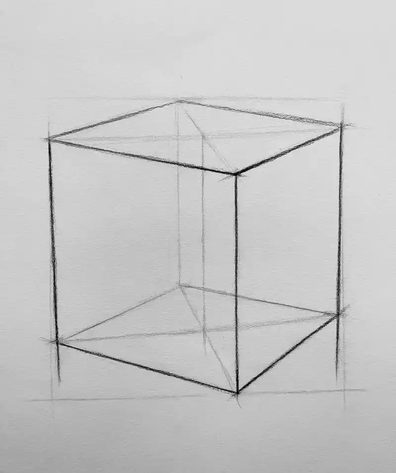 1,起稿:正方体朝左左边面积大于右侧,中间垂直线是偏 - 抖音