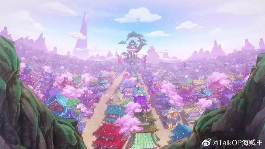 来自海贼王939集动画的和之国粉色系大背景图