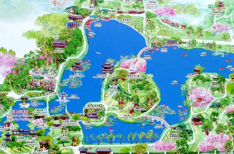 陶然亭诸亭峻美 池中荷百花争艳