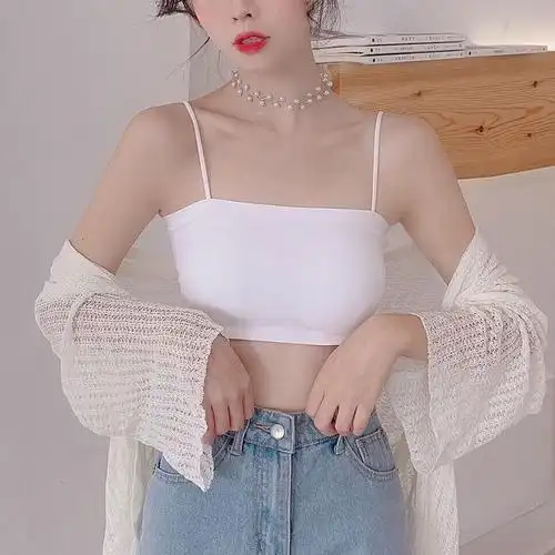 无痕冰丝性感美背无钢圈聚拢裹胸无缝吊带防走光一字少女抹胸内衣auku