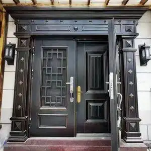 大门农村双开门自建房防蚊入户门进户门四开锌合金别墅堂屋带纱门