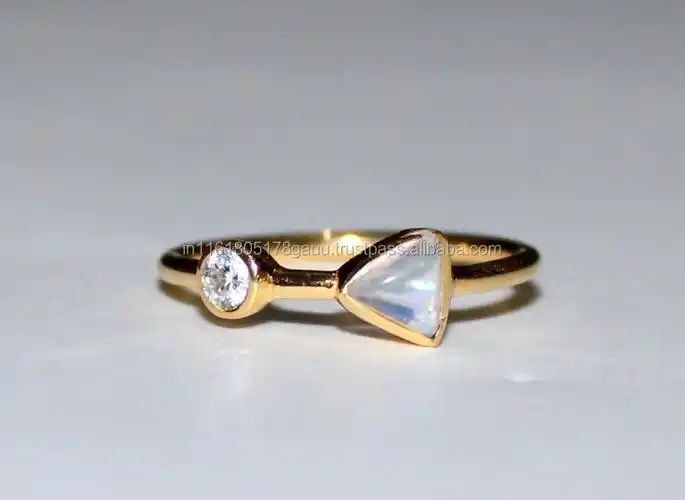 玫瑰切割多电气石戒指实心14k金西瓜电气石戒指双石可爱黄金嵌框设置