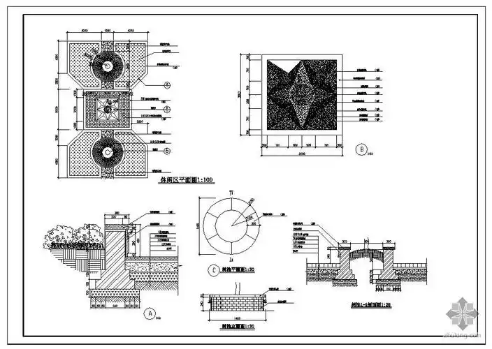某休闲区铺装详图-园林景观节点详图-筑龙园林景观论坛