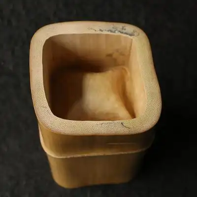 一物一拍天然异形方形笔筒老料纯手工精工镜面打磨文房雅器竹笔筒