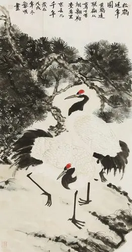 鹤寿无量仙骨非凡詹黎明仙鹤题材花鸟画作品赏析博宝典藏