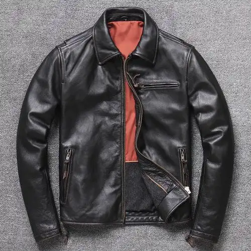 2020新款真皮皮衣男士头层牛皮休闲皮夹克机车皮衣
