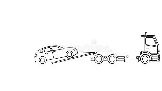 拖车简笔画装小轿车的拖车简笔画