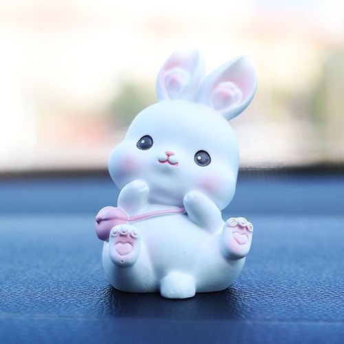 速科优迷你小兔子车载 摆件可爱治愈系网红创意车内饰品汽车用品 呆萌