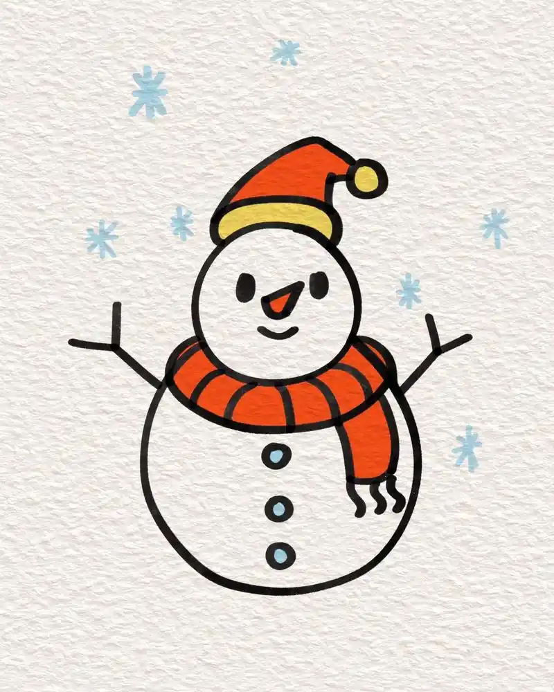 简笔画雪人,冬天到了#简笔画 #一起学画画 #一学就会系列  - 抖音