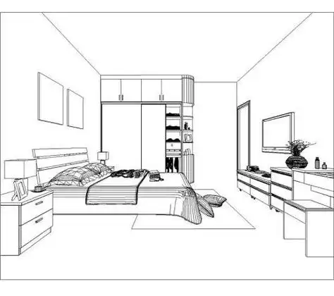 房间卧室立体图简笔画顶视图卧室简笔画工程图 简笔画 平面图 手绘