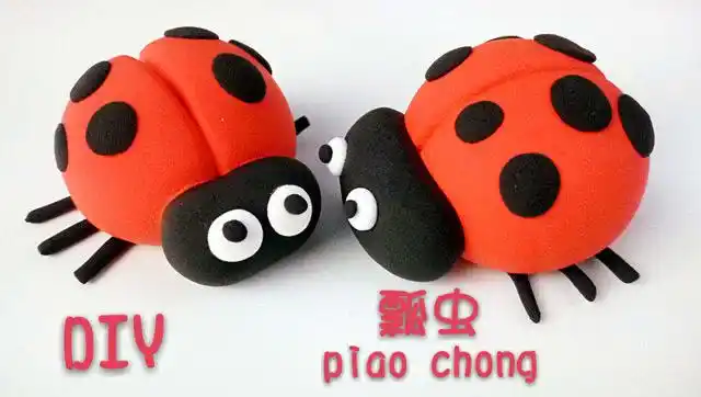 粉红猪小妹粘土diy七星瓢虫
