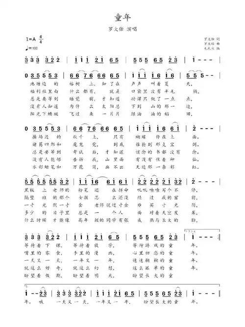 《童年》是电视剧《走过夏季》的片尾曲,由罗大佑作词作曲,张艾嘉演唱