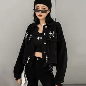 牛仔外套女春秋重金属