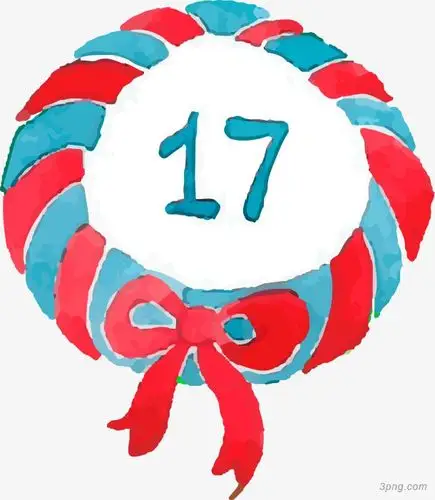 数字17卡通手绘数字17水彩数字17设计水彩装饰标签17水彩画水彩花水彩