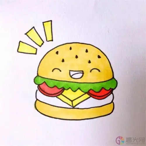 汉堡简笔画教程,汉堡简笔画教程图片