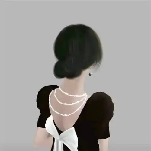 女头温柔干净手绘背影图片_女生动漫头像_头像屋