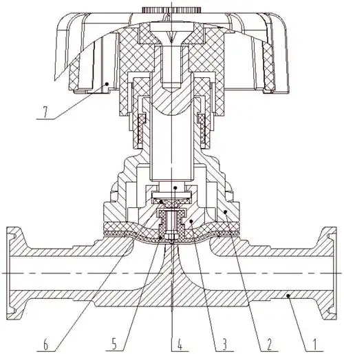 一种卫生级快装手动堰式隔膜阀