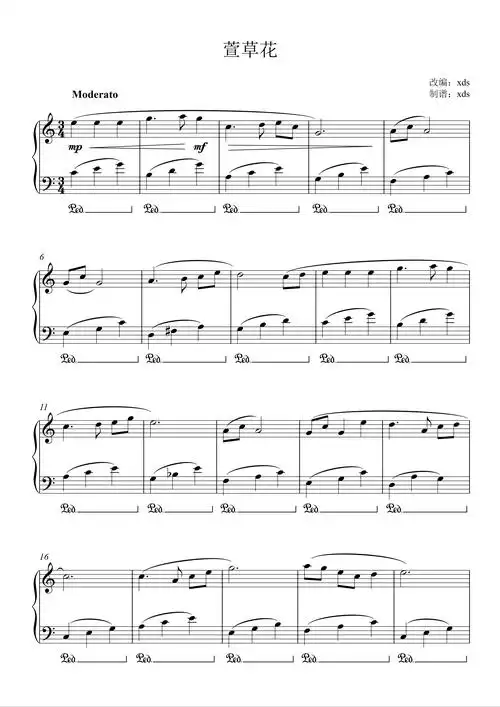萱草花钢琴谱akiyamasayuri