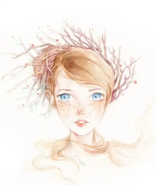 雀斑女孩简笔画可爱