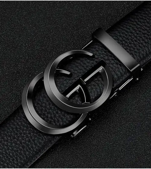 酷奇皮带双gg男潮年轻人自动扣裤腰带真皮商务头层牛皮金色gg真皮牛皮