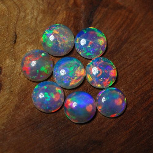 简梓欧泊原石戒面 澳洲3到5mm圆形镶嵌金银首饰女欧珀吊坠耳钉裸 3*