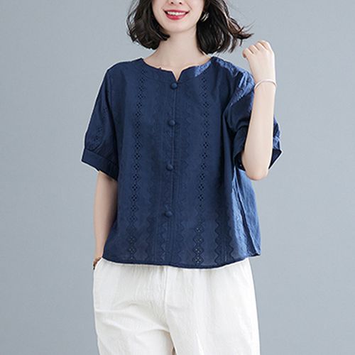 棉麻上衣女宽松洋气苎麻小衫2022新款女士衬衫中年妈妈亚麻t恤