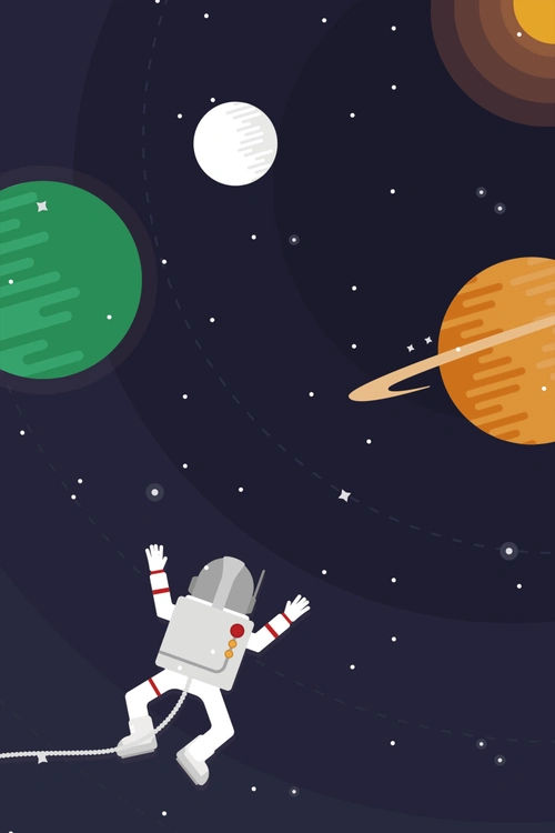 深色卡通星空漫画平面广告 - 当图网