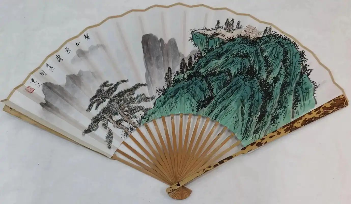 宝文扇面山水#国画山水 #青绿山水 #江山多娇  - 抖音