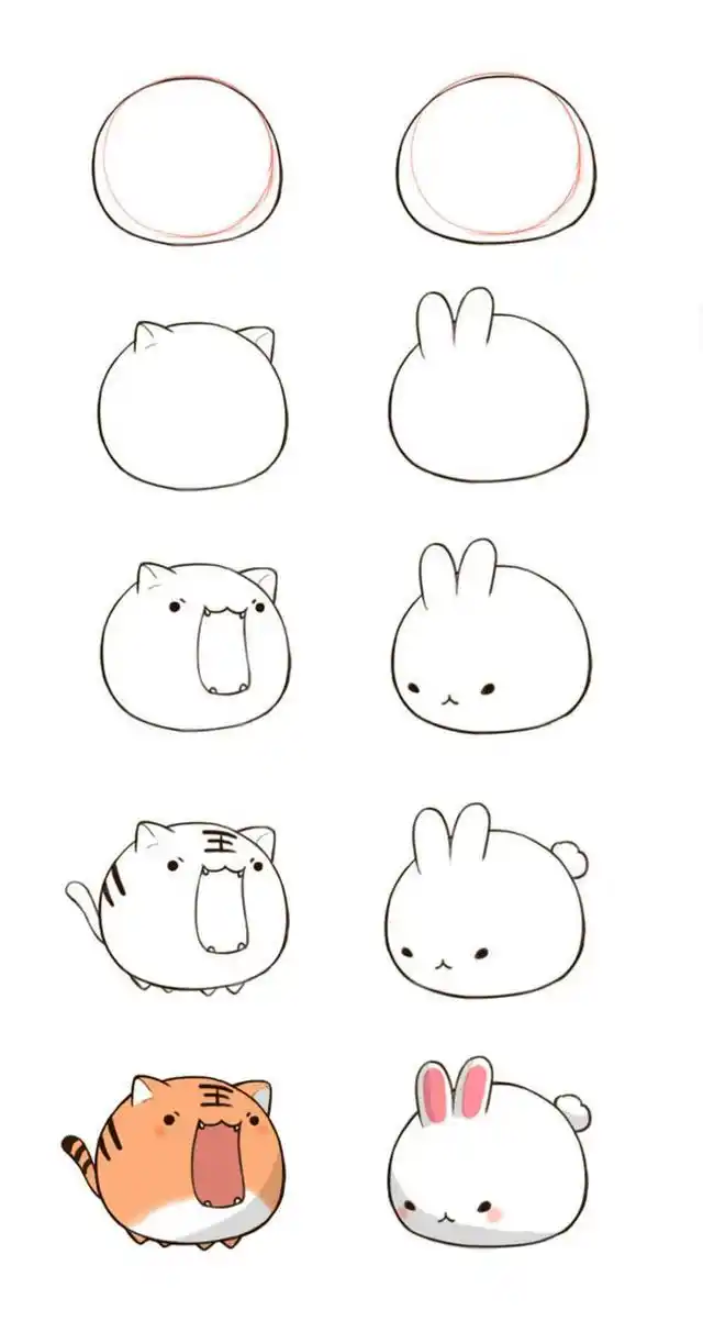 萌萌哒小动物简笔画步骤,超级简单易上手,儿童绘画和手账必备!