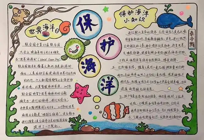 保护海洋手抄报图片内容简单又漂亮