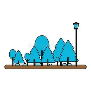 自然户外的公园风景漫画简笔人物风景矢量图