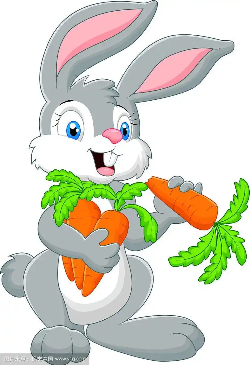 卡通兔子拿着胡萝卜