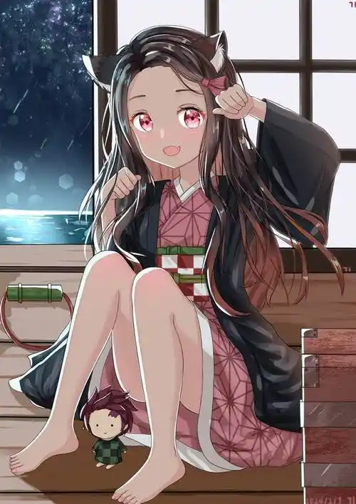 兽耳祢豆子|7依-love的鬼灭之刃壁纸插画图片