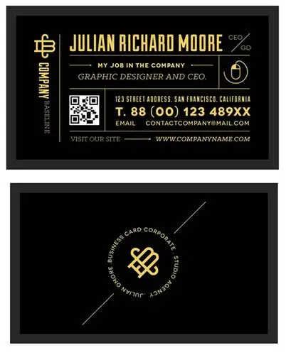 黑色系列简约时尚名片模板psd素材